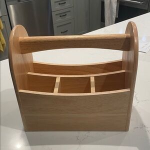 Wooden Caddy Organizer with Handle - Natural Light Wood